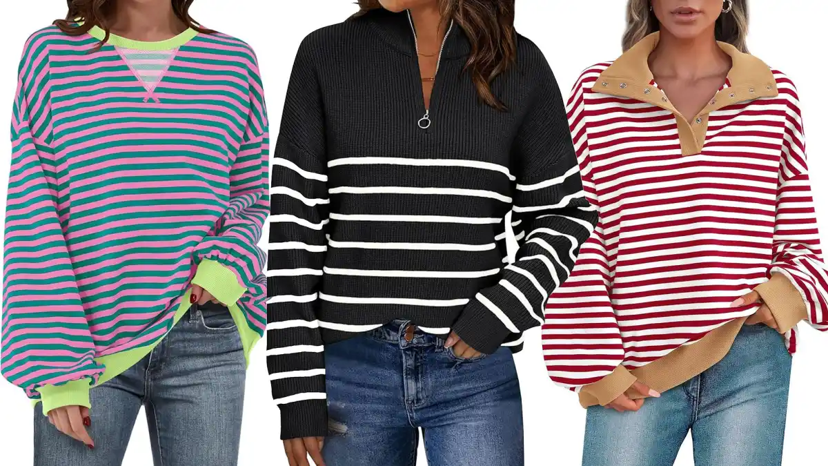 striped and colorful sweatshirts from amazon