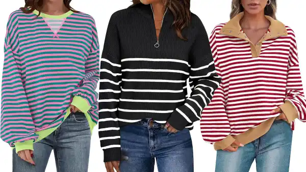 striped and colorful sweatshirts from amazon
