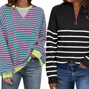 striped and colorful sweatshirts from amazon