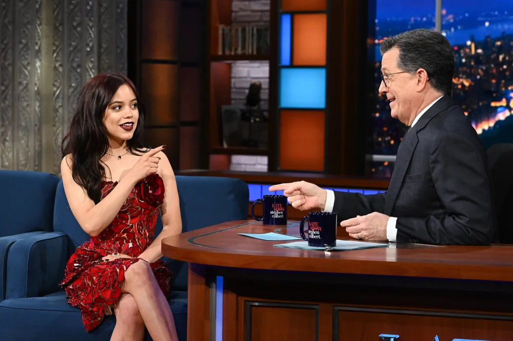 Jenna Ortega Wears Uncomfortable Glass Dress on The Late Show