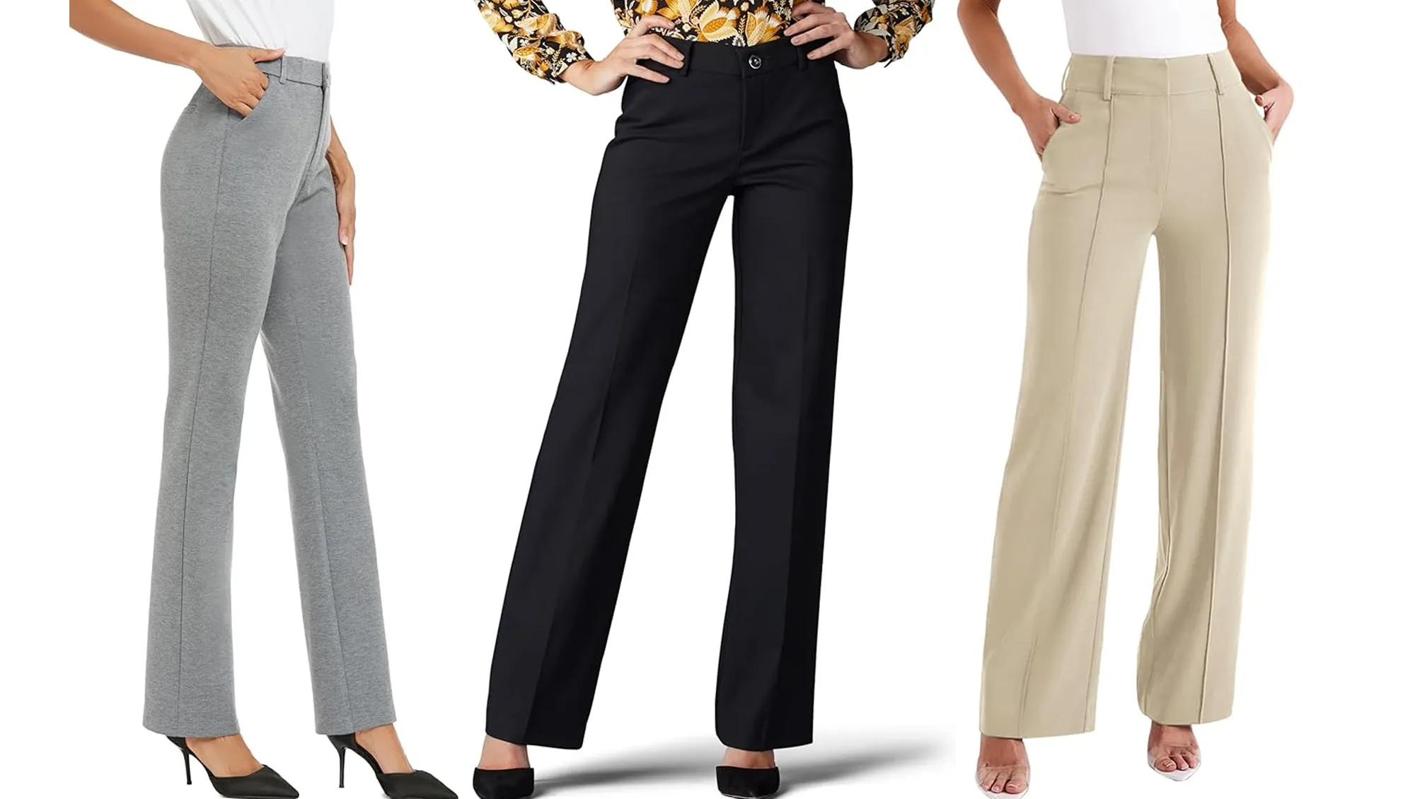 gray, black and beige trousers amazon