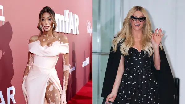 L-R Winnie Harlow and Paris Hilton