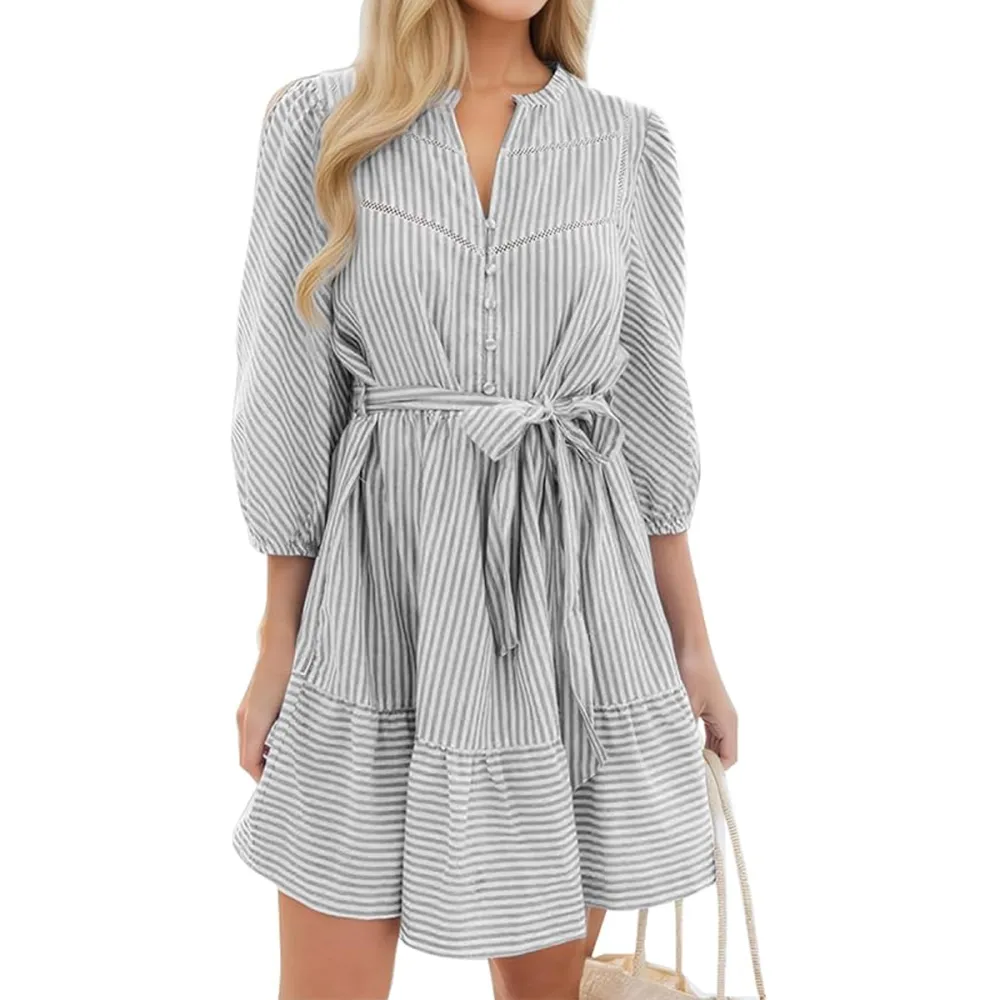 Angashion Button Down Striped Shirt Dress Amazon