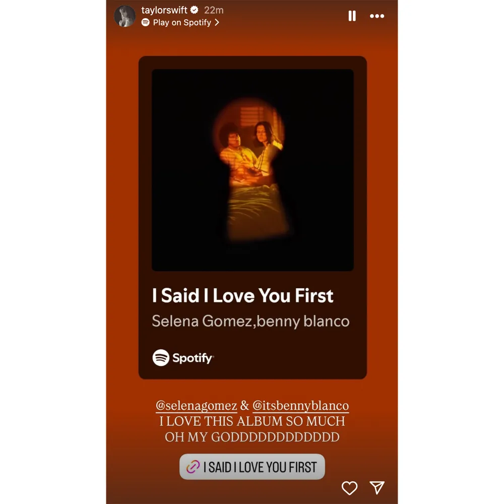 Taylor Swift Endorses BFF Selena Gomez and Benny Blanco Joint Record