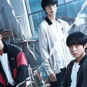 Three teenage boys look at the camera in Weak Hero.