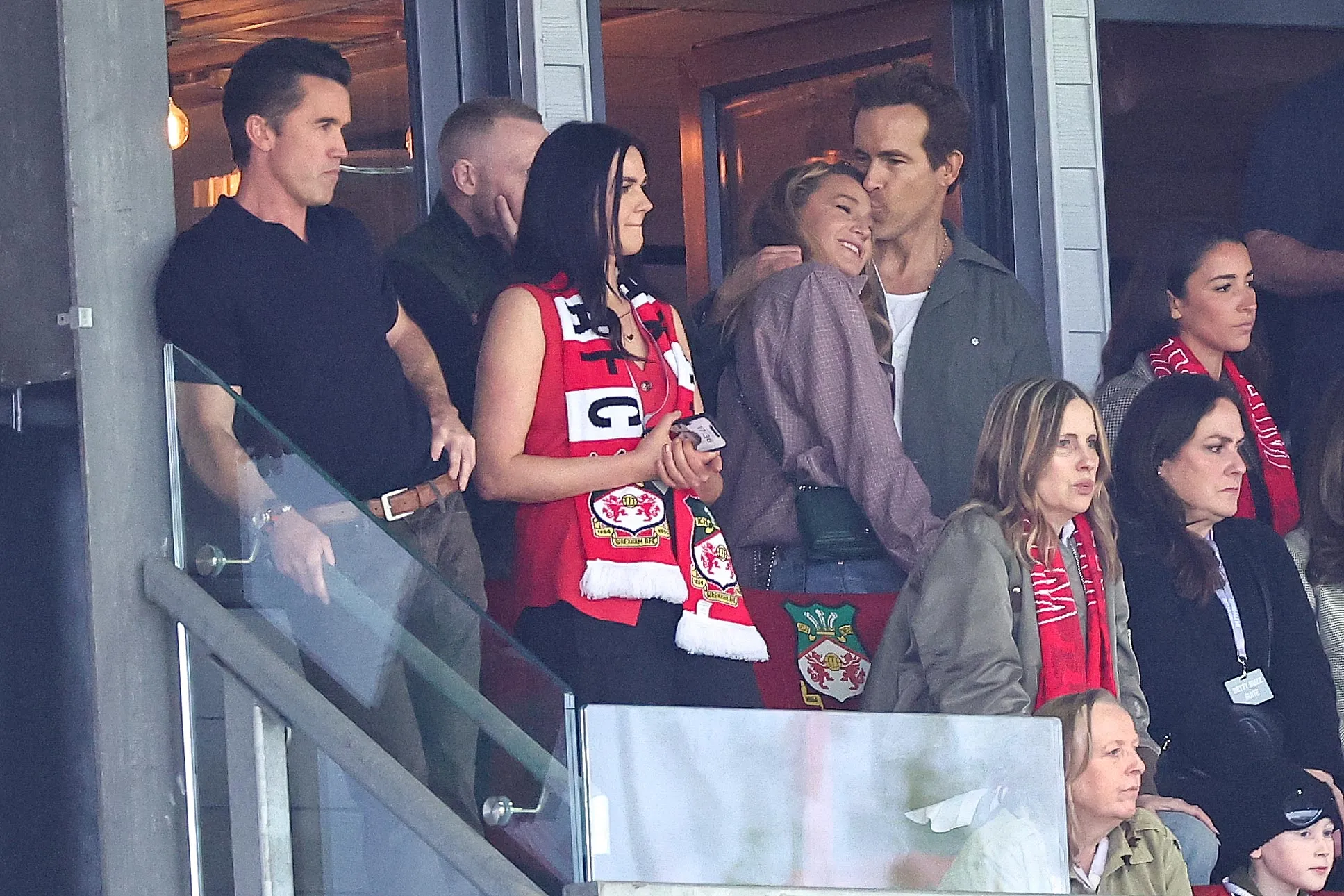 Ryan Reynolds Sweetly Kisses Blake Livelys Forehead While Cheering on Wrexham AFC
