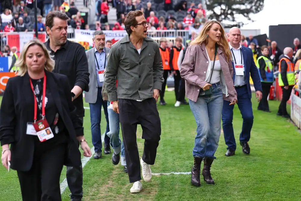 Ryan Reynolds Sweetly Kisses Blake Livelys Forehead While Cheering on Wrexham AFC