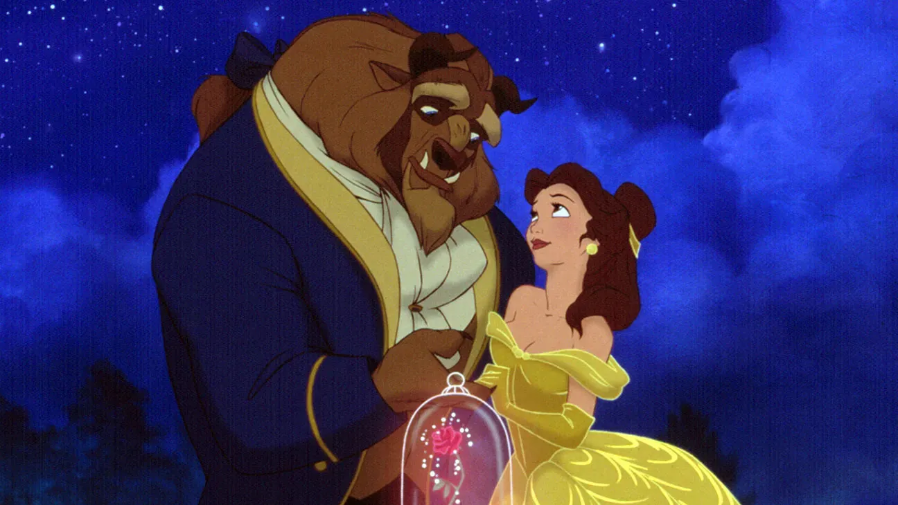 Beast and Belle in Beauty and the Beast.