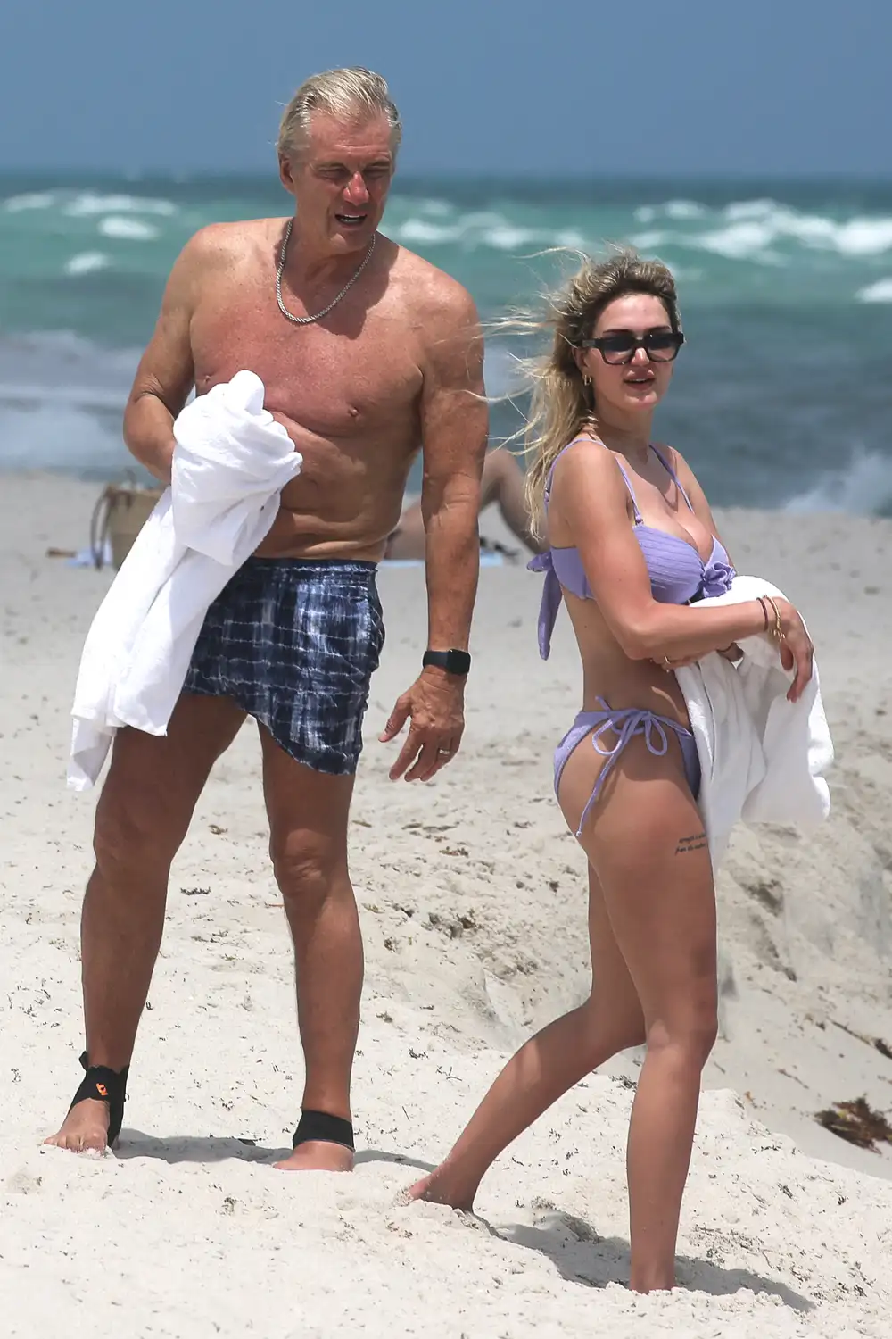 Dolph Lundgren Hits Beach With Wife Emma Krokdal After Family Outing