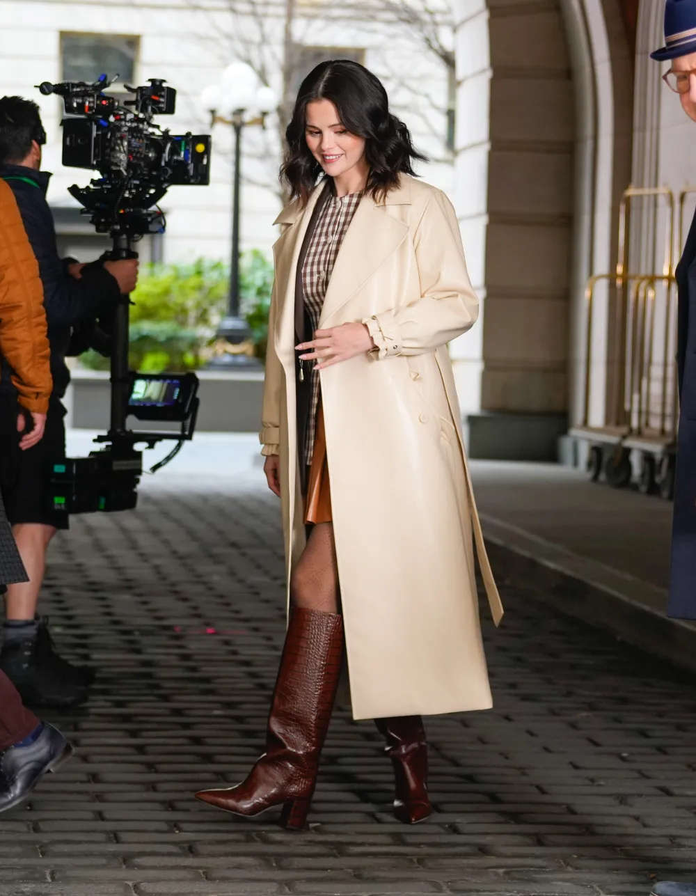 Selena Gomez Does High-Low Dressing on Set of OMITB