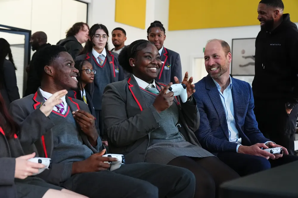 Prince William with school children