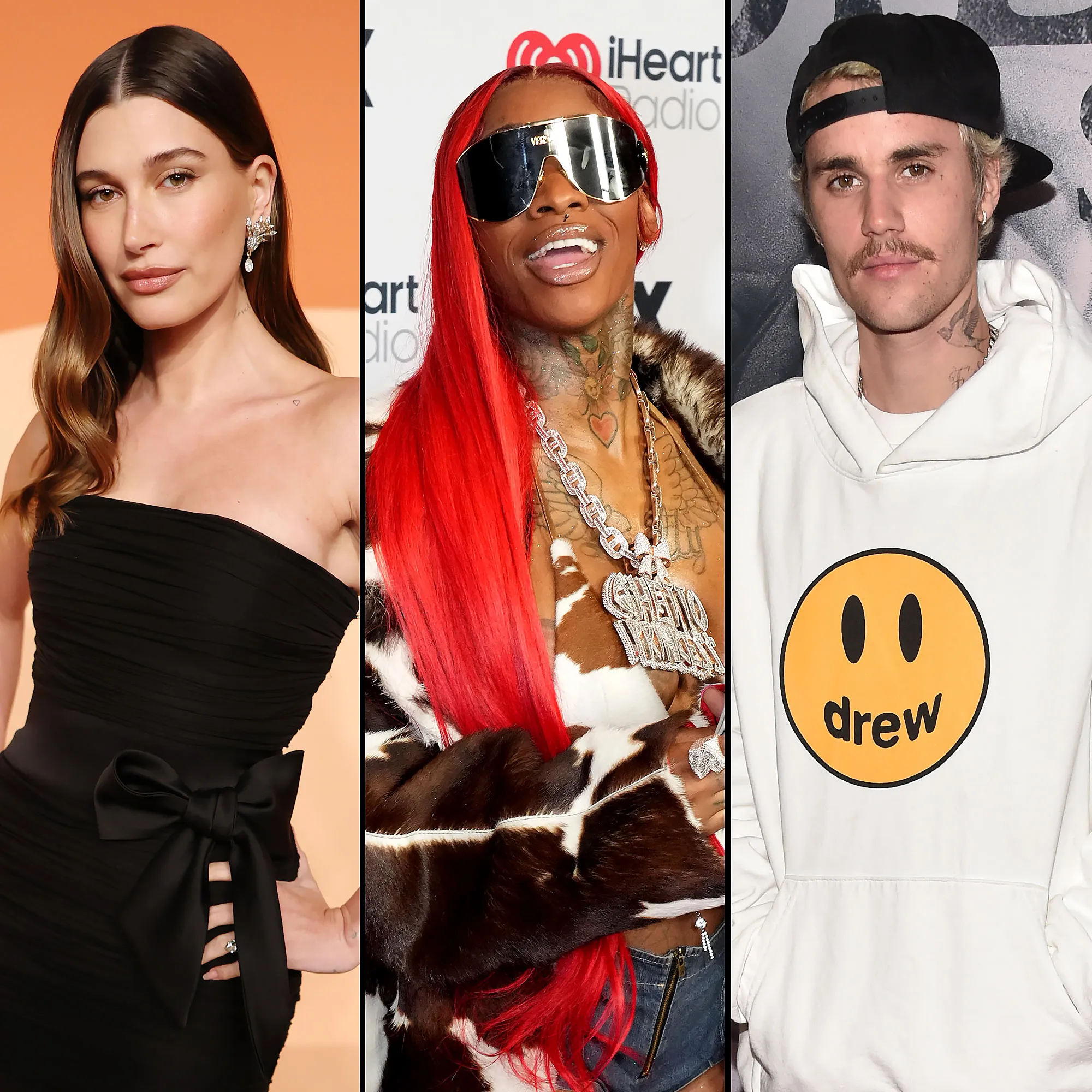 Hailey Bieber and Rapper Sexyy Red React to Justin Bieber Cheek Kiss Video