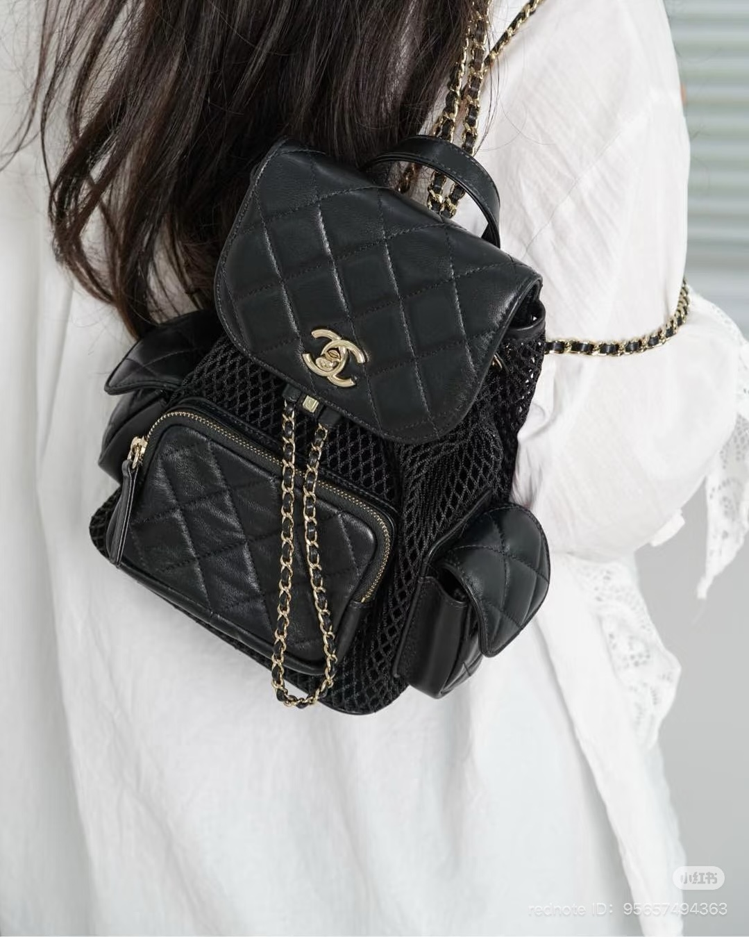 chanel 25s spring summer 2025 mesh backpack black