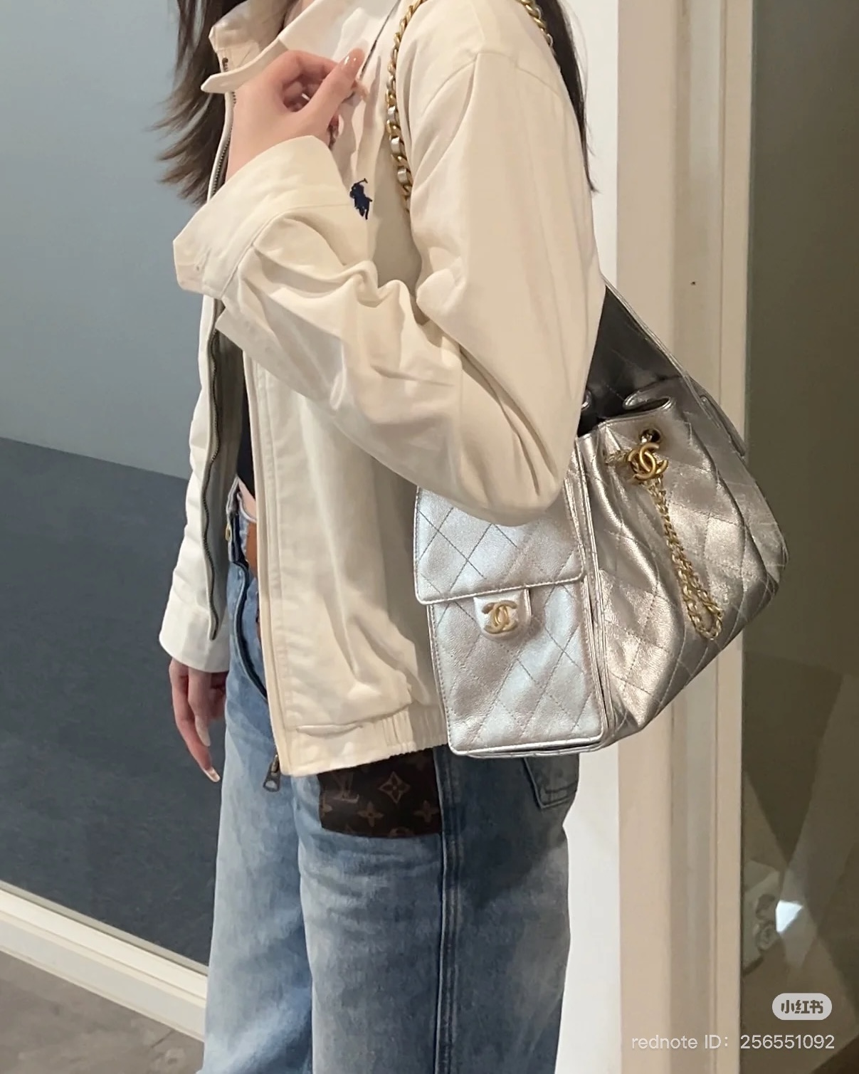 chanel 25 small bag metallic silver