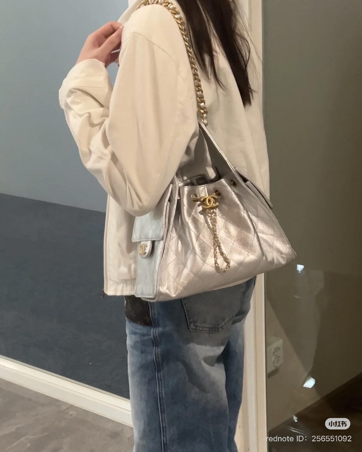 chanel 25 small bag metallic silver