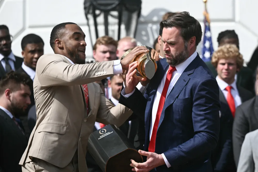 JD Vance Breaks College Football National Championship Trophy on Ohio State s White House Visit