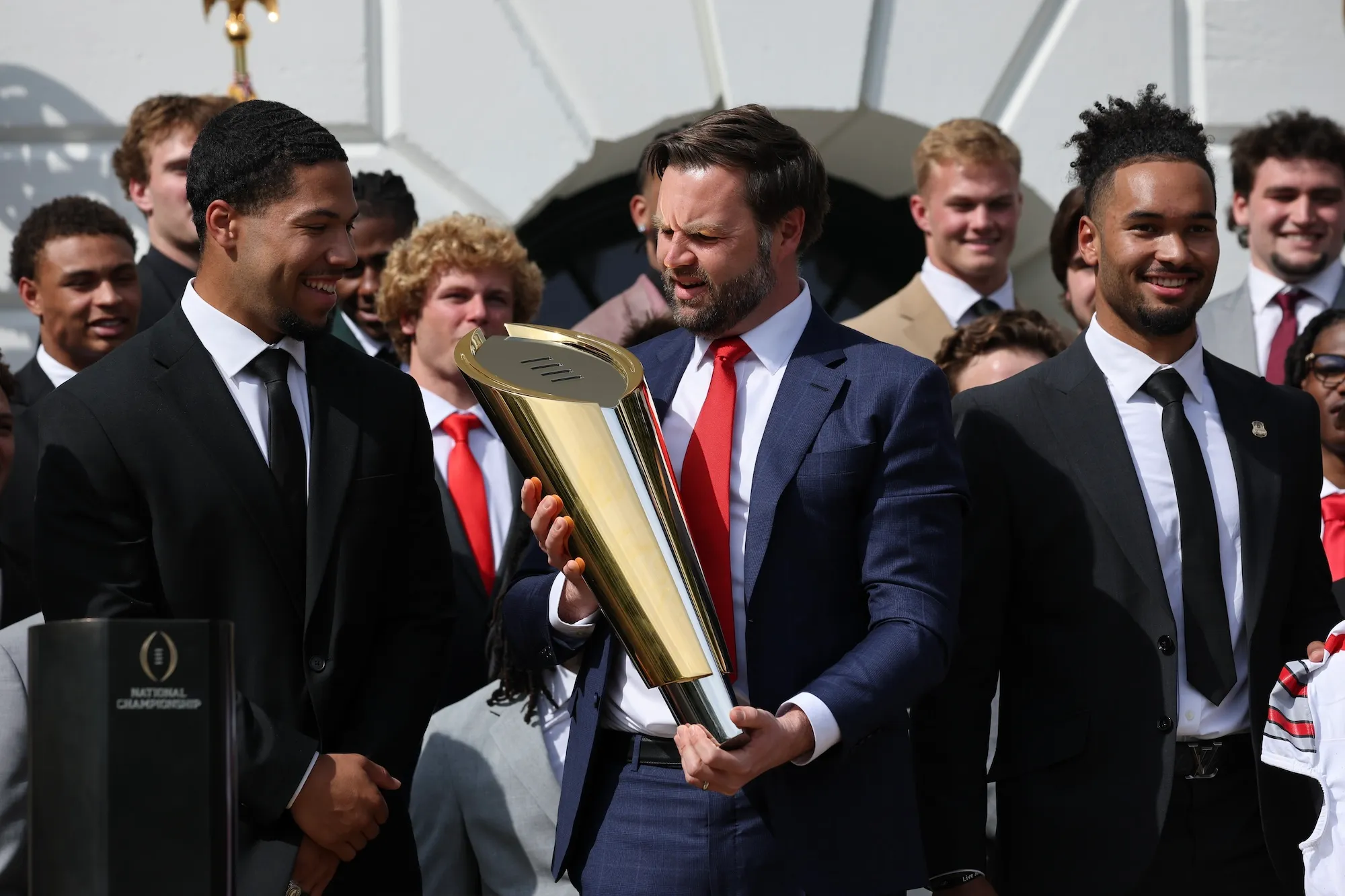JD Vance Breaks College Football National Championship Trophy on Ohio State s White House Visit
