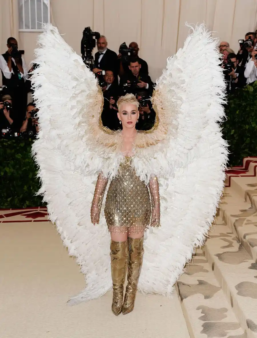 Katy Perry s Met Gala Evolution Chandelier Ensembles to Winged Moments 214