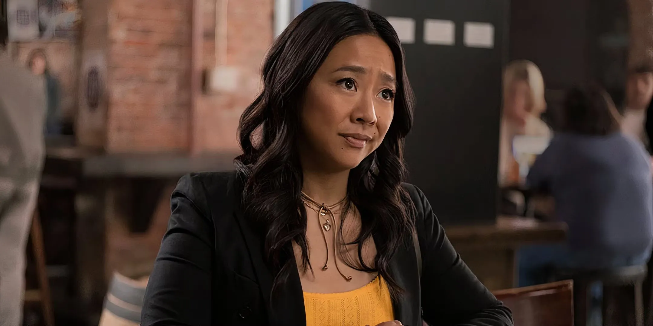 Stephanie Hsu looks perplexed in Laid.