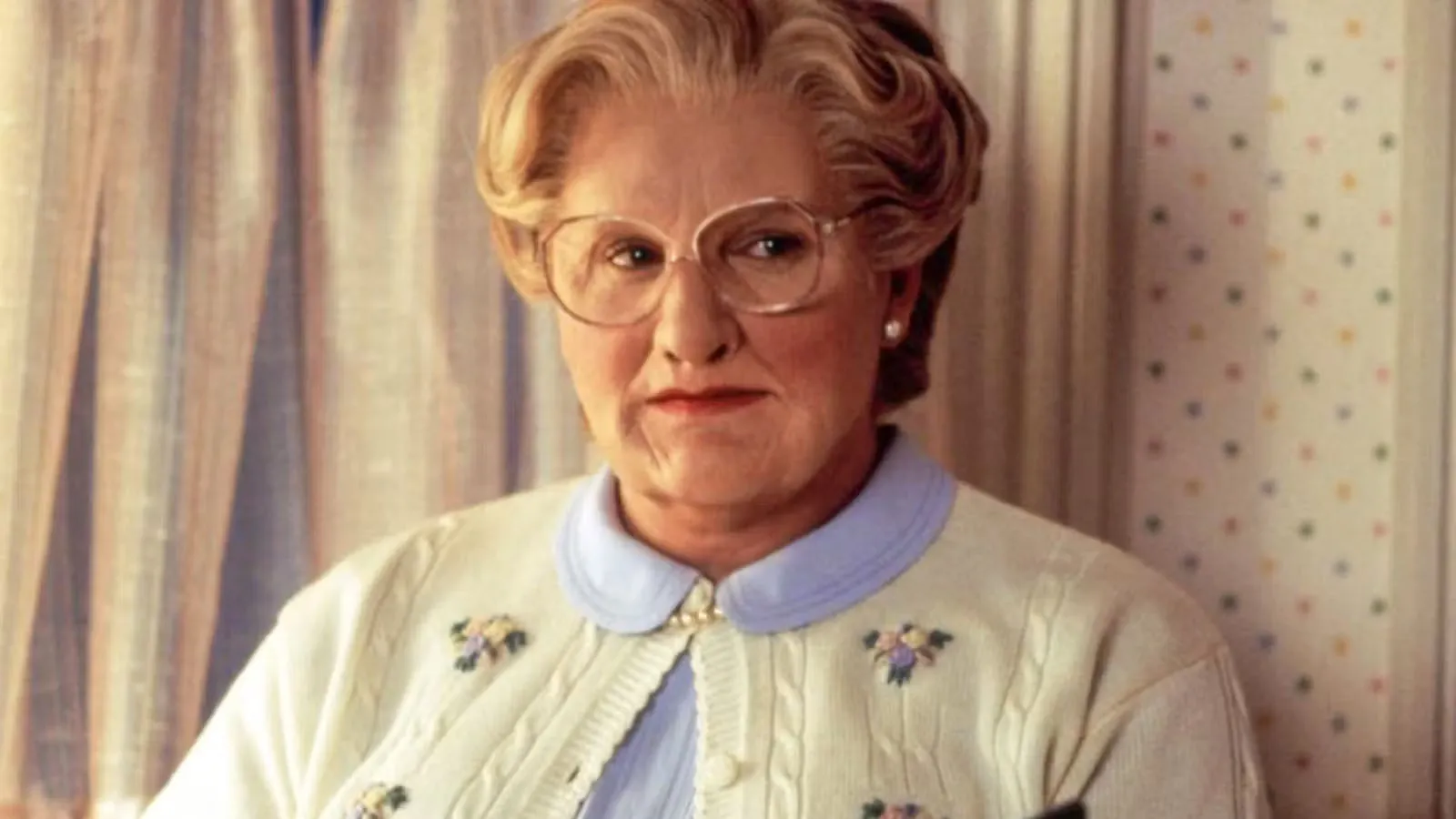 Robin Williams in drag in Mrs. Doubtfire.