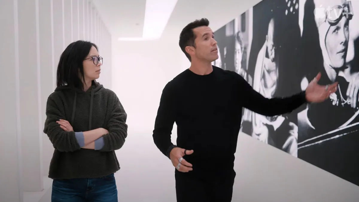 Charlotte Nicdao and Rob McElhenney in Mythic Quest.