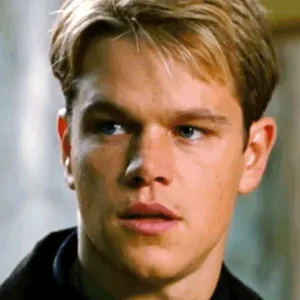 Matt Damon looks concerned in Rounders.