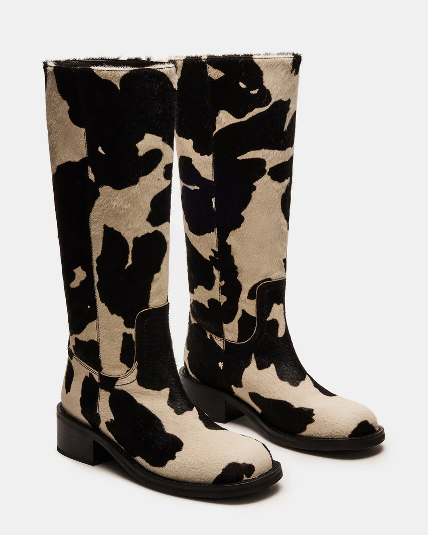 Steve Madden cow print boots