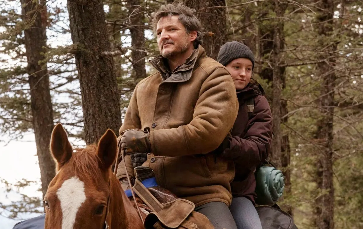 Ellie and Joel ride a horse in The Last of Us Season 2.