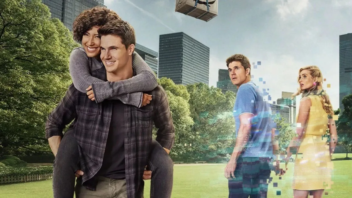 Robbie Amell is jealous of himself in Upload.