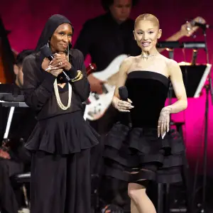 Ariana Grande Cynthia Erivo Kick Off Wicked 2 Press in All-Black Looks