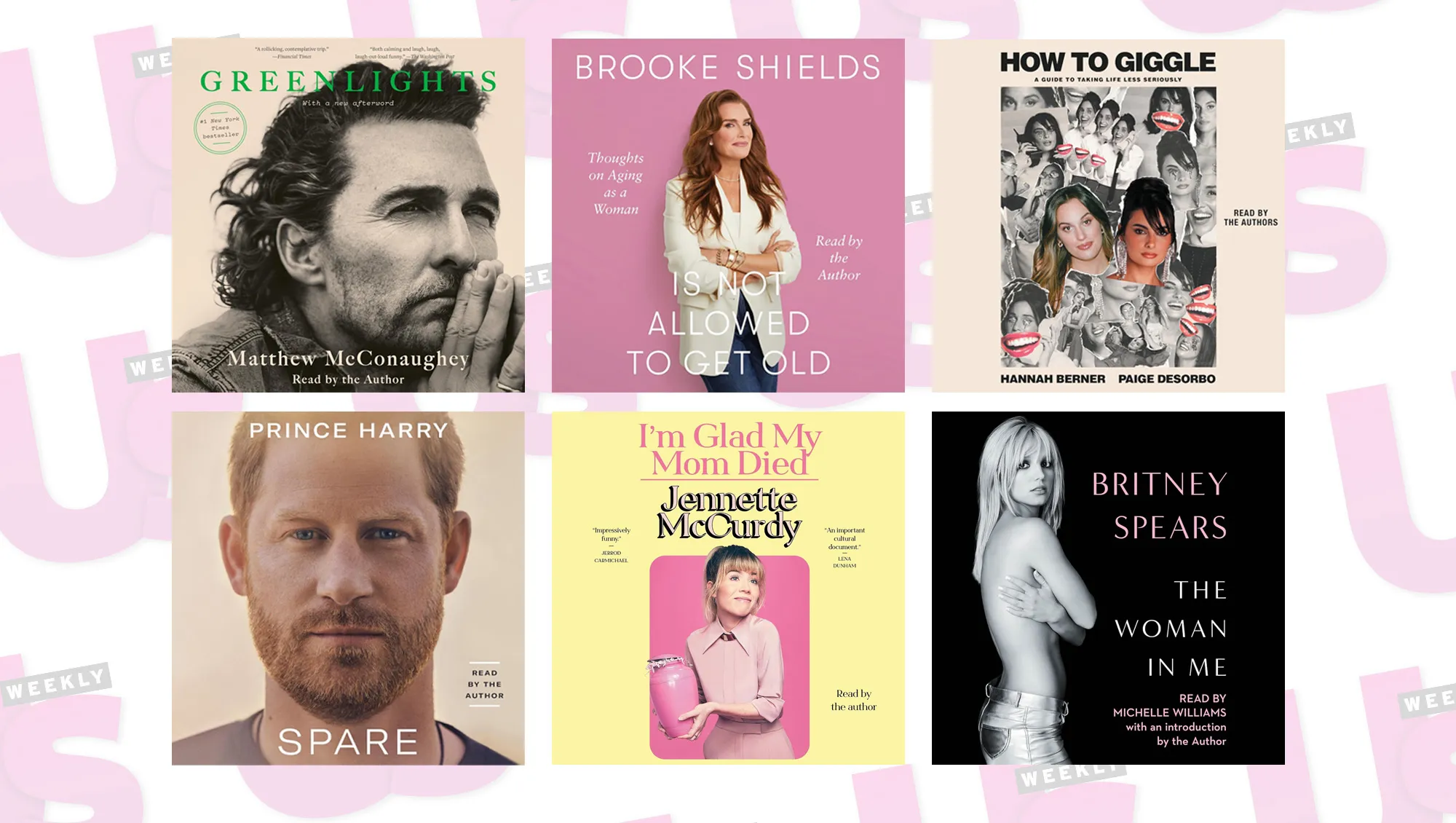 Mathew McConaughey, Prince Harry, Brooke Shields, Hannah Berner, Paige DeSorbo, Brittney Spears and Jennette McCurdy's Audible Books on Amazon