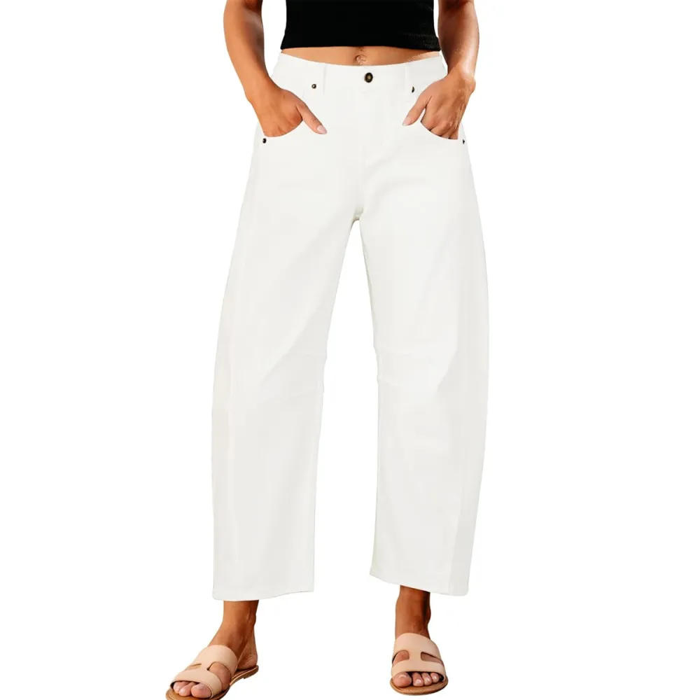 Grapent High Waisted Cropped Barrel Jeans Amazon