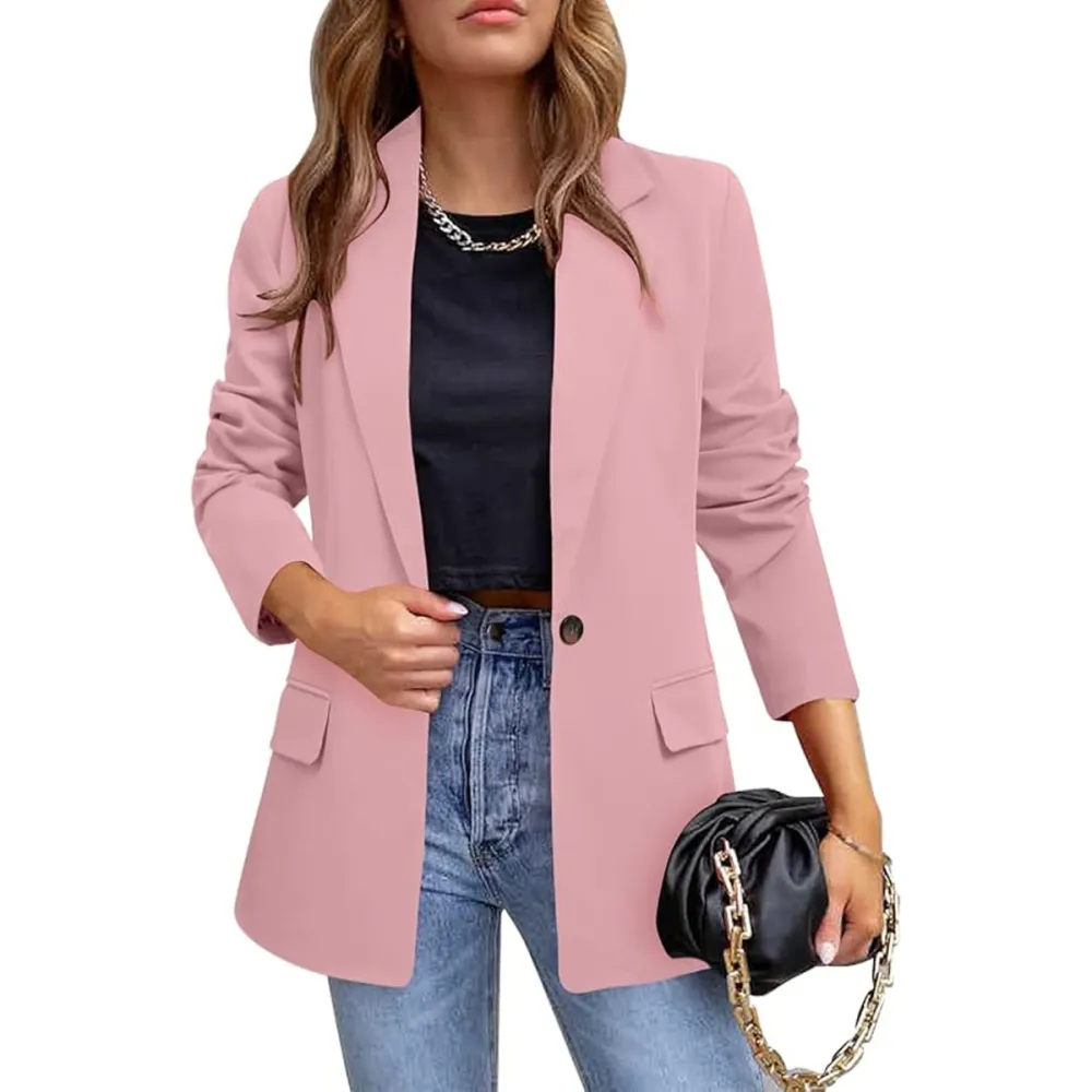 Crazy Grid Open Front Lapel Button Blazer