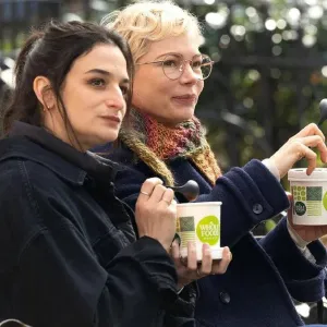 Two women eat soup in 'Dying for Sex.'