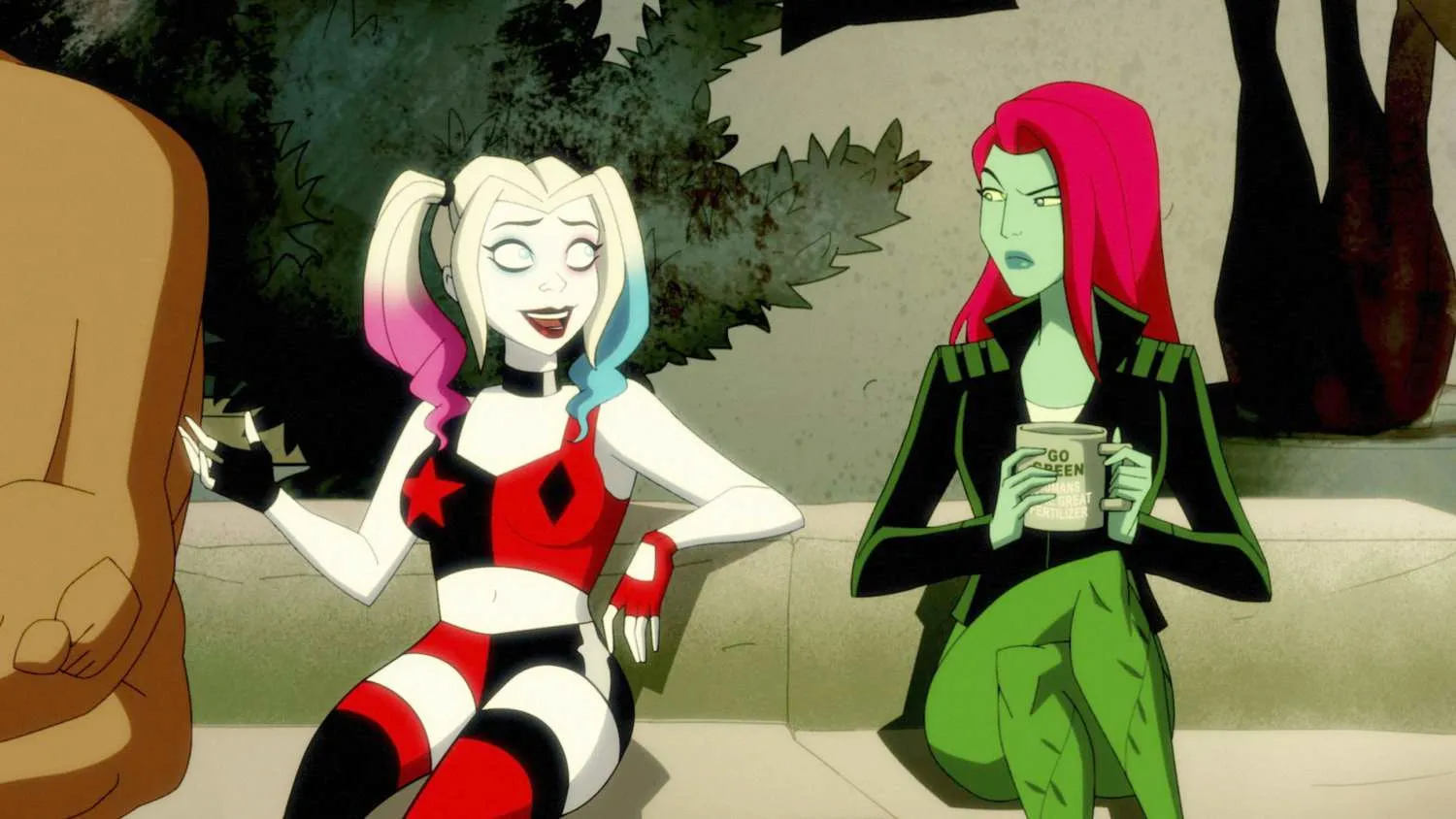 Harley and Ivy sit and talk in Harley Quinn.