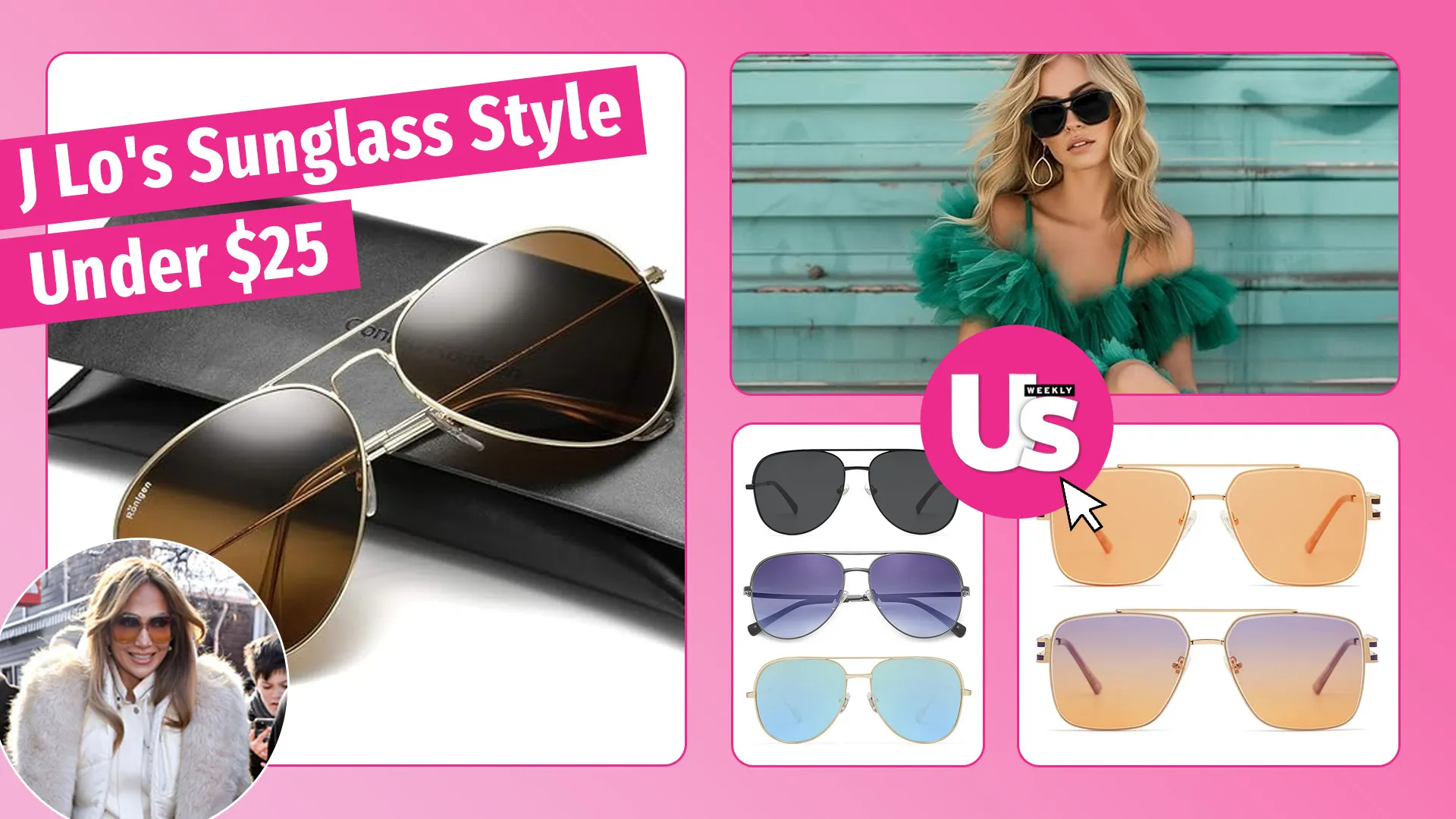 Love J.Lo’s sunglasses? Discover 5 iconic Jennifer Lopez looks with stylish dupes under $25. Glamour on a budget is totally possible.
