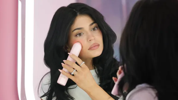 LOS ANGELES, CALIFORNIA - MARCH 25: Kylie Jenner is seen trying out the Booster Pro at the Medicube Pop-Up on March 25, 2025 in Los Angeles, California. (Photo by Michael Simon/WireImage)