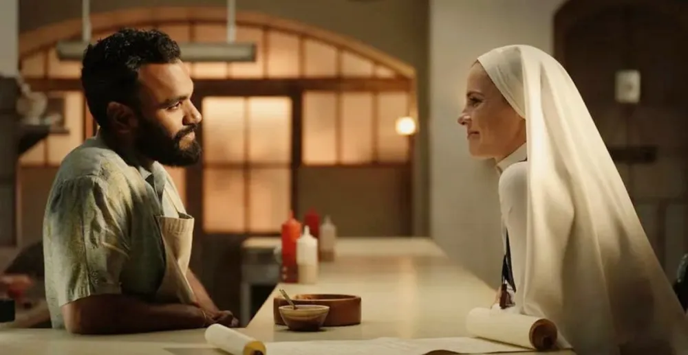 A nun talks to Jesus in Mrs. Davis.