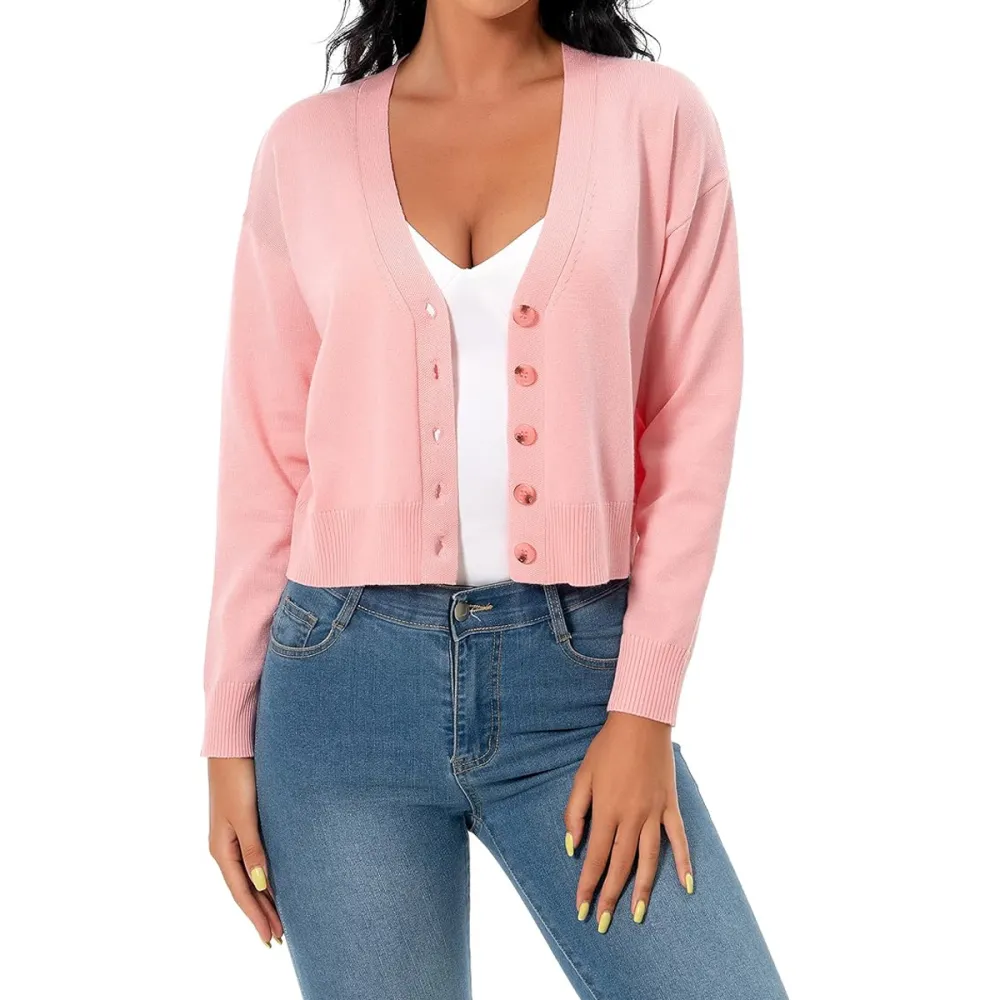 Satuun V Neck Long Sleeve Cropped Cardigan Amazon