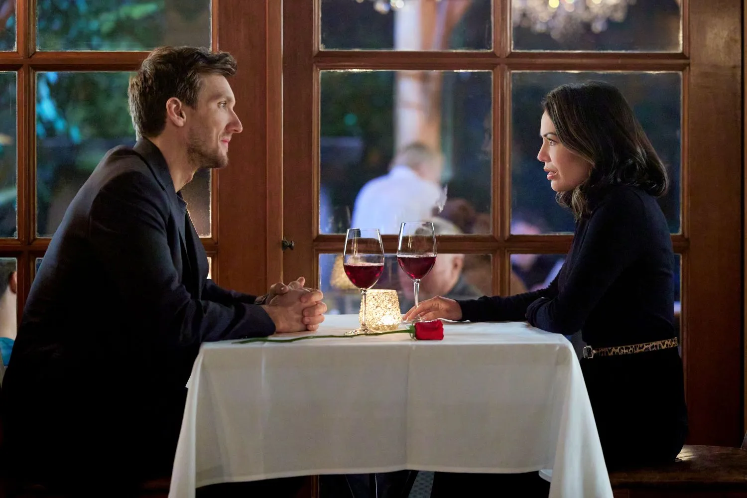 Scott Michael Foster and Janel Parrish in 'Return to Office'
