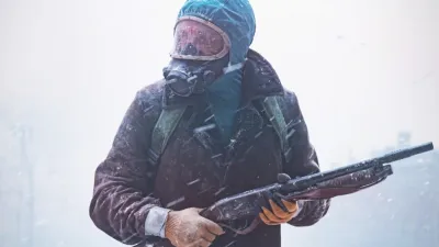 A man in a mask carries a gun in The Eternaut.