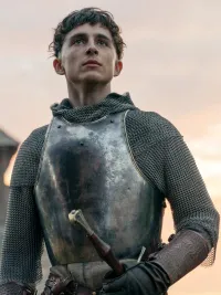 A soldier looks to the sky in The King.