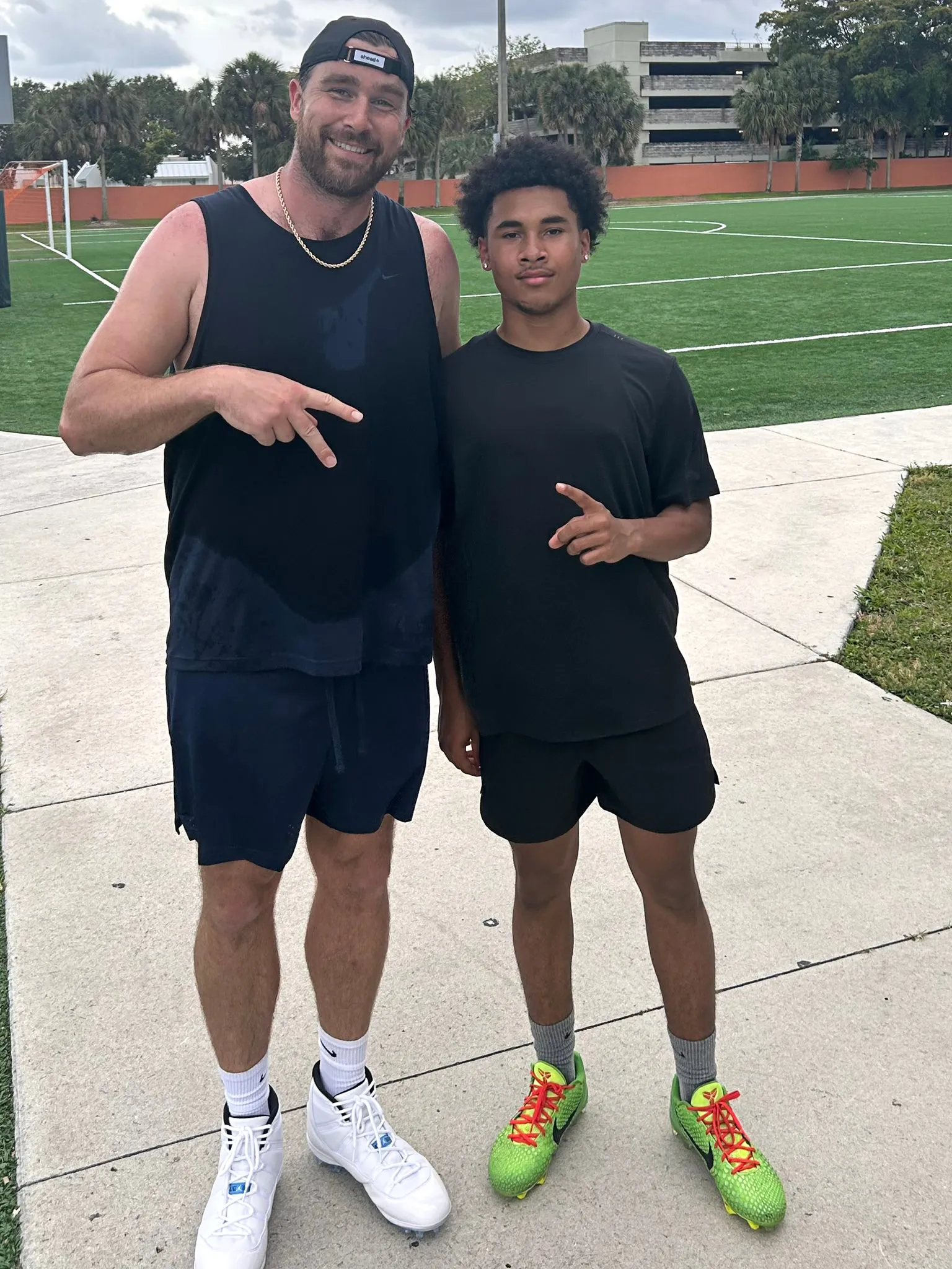 Travis Kelce Got In Some Sweaty Practice With a Group of High School Football Players