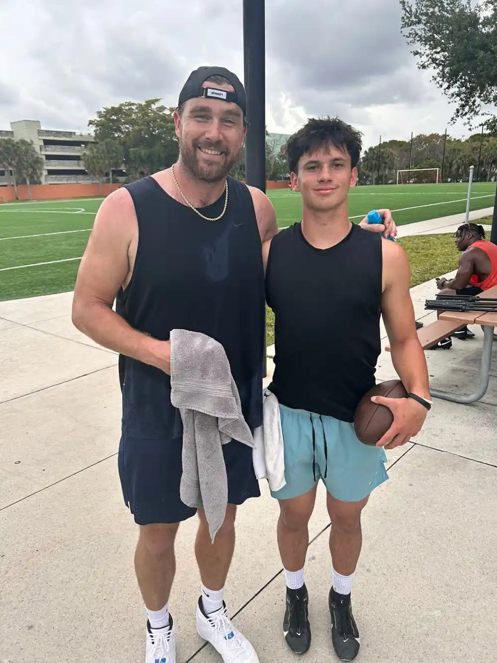 Travis Kelce Got In Some Sweaty Practice With a Group of High School Football Players