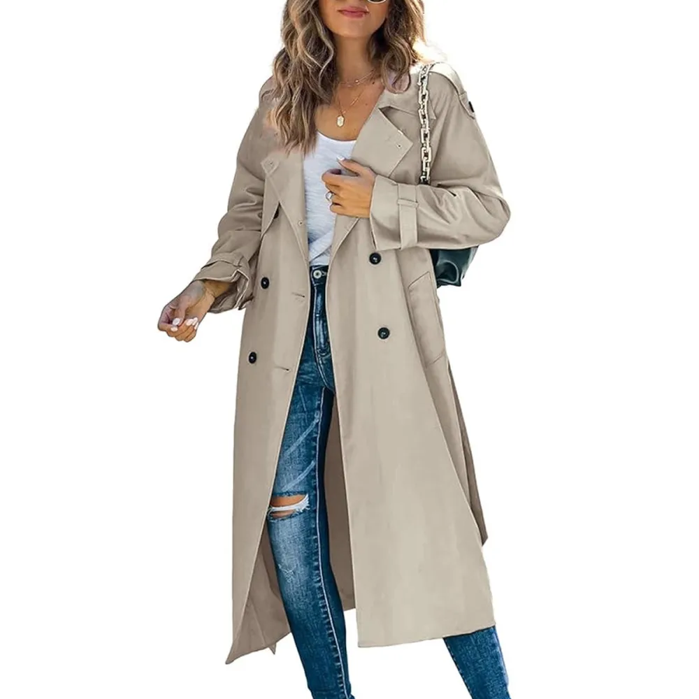 Makkrom Double Breasted Long Trench Coat Amazon