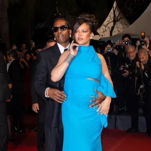 ASAP Rocky and pregnant wife Rihanna leaving the Highest 2 Lowest red carpet at the 78th Cannes Film Festival MEGA1313193_006