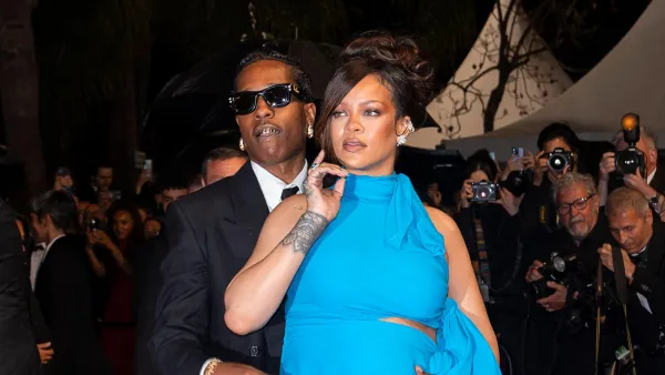 ASAP Rocky and pregnant wife Rihanna leaving the Highest 2 Lowest red carpet at the 78th Cannes Film Festival MEGA1313193_006