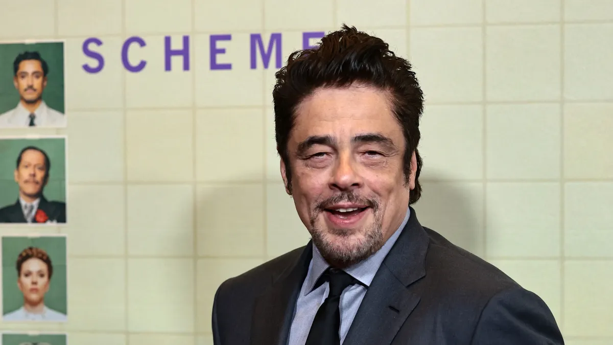 Benicio del Toro at the premiere of "The Phoenician Scheme" in New York City