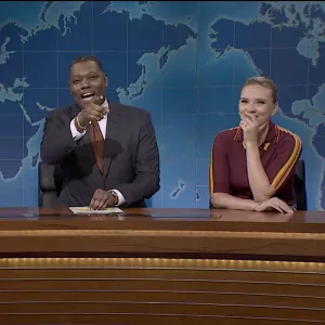 Colin Jost Michael Che Scarlett Johansson SNL Season 50 Finale 1