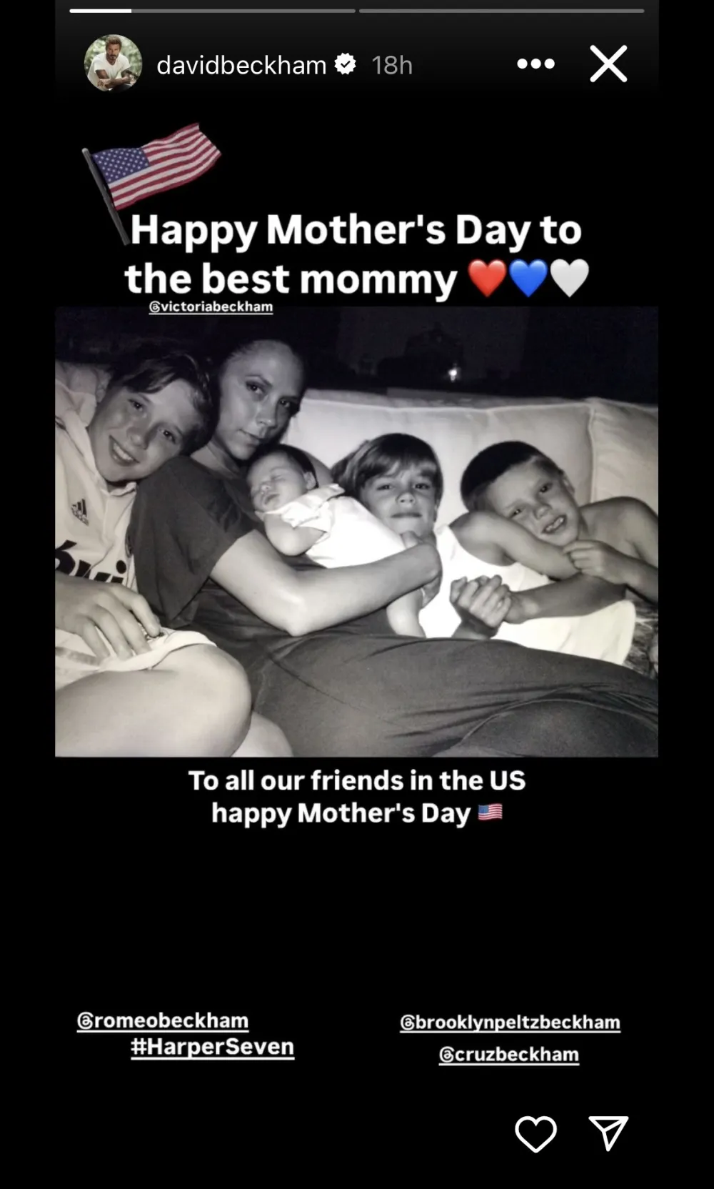 David Beckham's Instagram Story